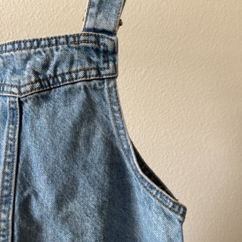 ZARA Girls Denim Overall Dress Light Wash Size 8 Pinafore Jumper Classic Button - Picture 13 of 15
